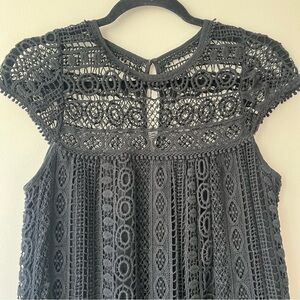 Anthropologie Maeve Women’s XS Elegant Black Crochet Midi Dress Cottagecore